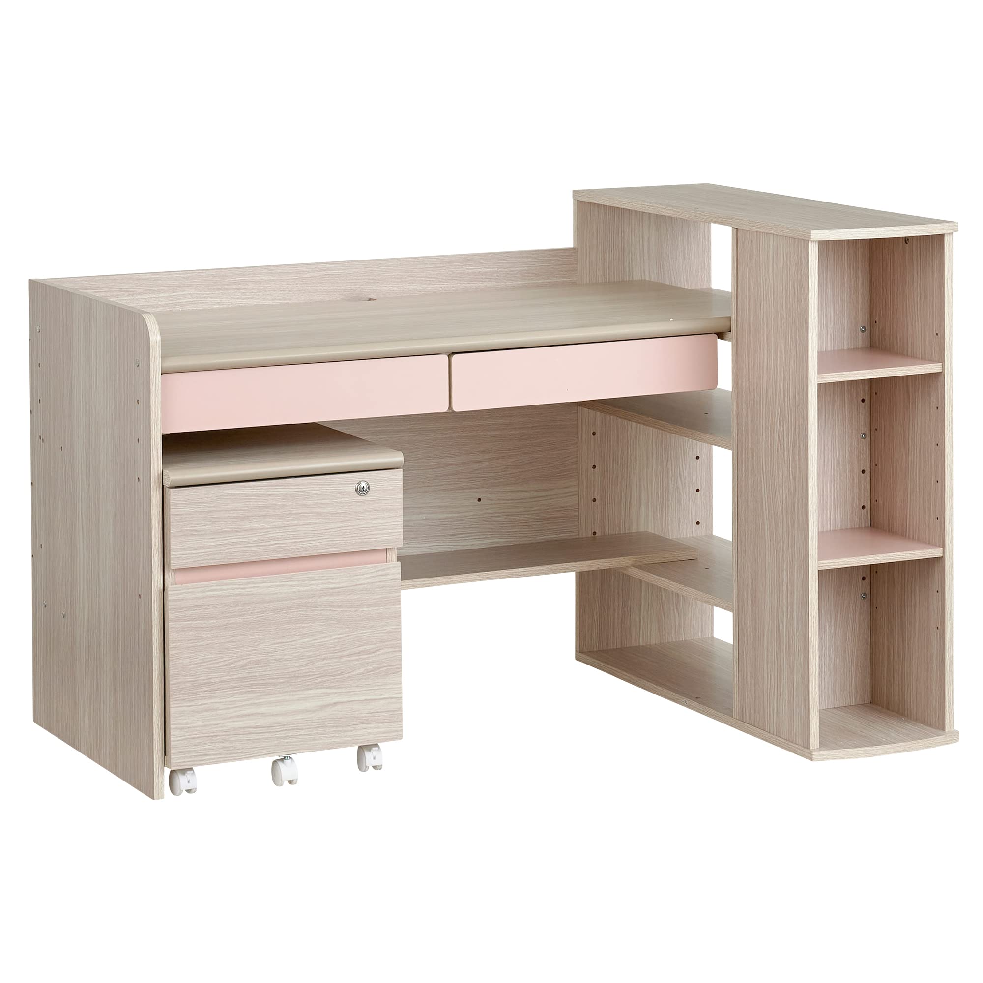hal.mama 　ITOKI 木製学習机 ベージュ ピンク Amazon.co.jp: スマート・アイ(smart-i) 学習机 Halo 高さ調節 幅137cm
